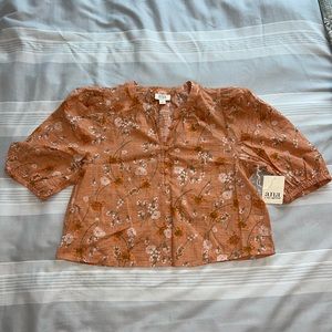 a.n.a Carey Floral Linen Shirt